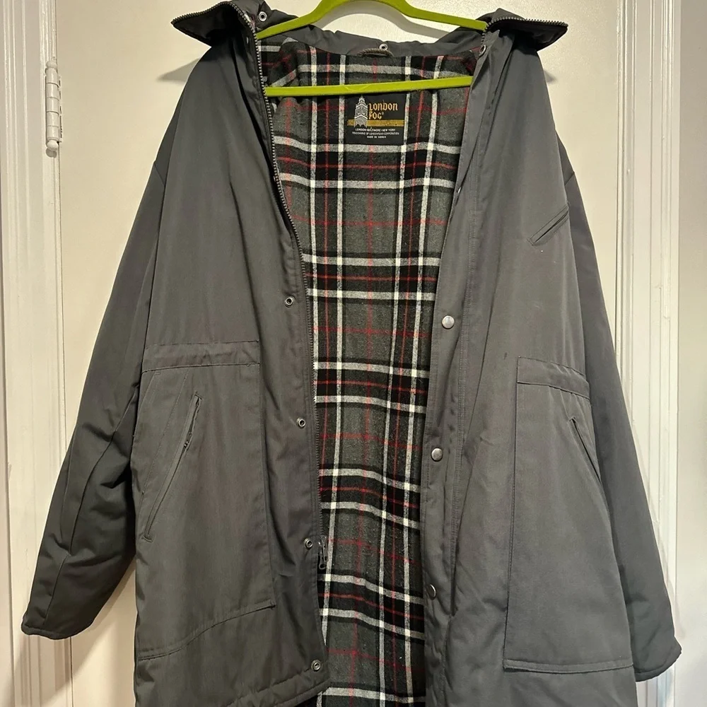 Vintage 80s Men’s London Fog Sz: 44L Maincoat Jacket. Plaid Fleece Lined.